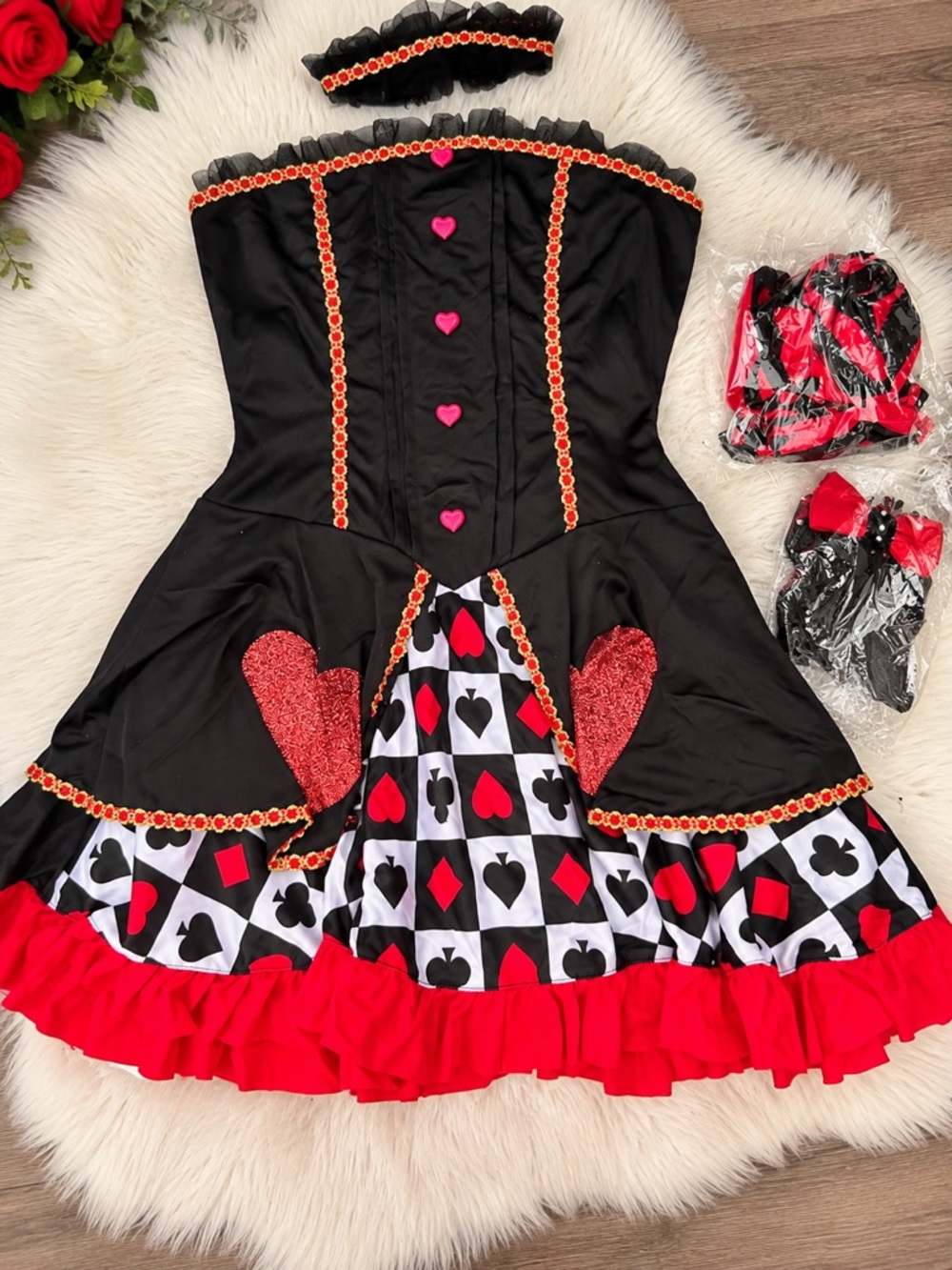 ❤️ ♠️ Leg Avenue Queen of Hearts Costume – Size M/L ❤️♠️ - Picture 2 of 9